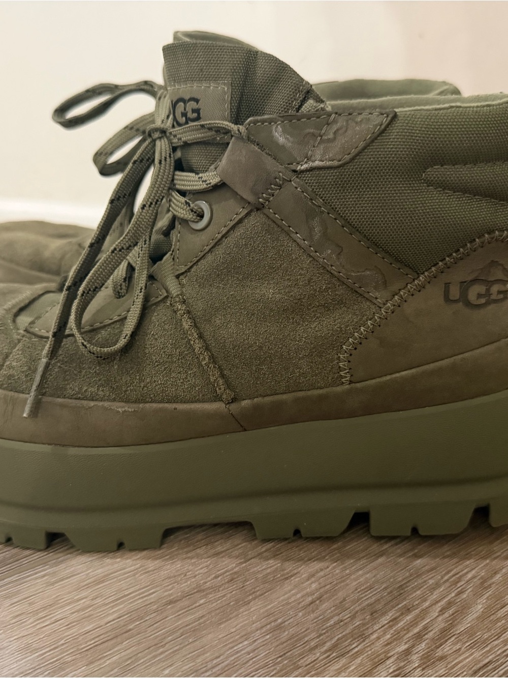 UGG Olive Green Suede Lace-Up Boot